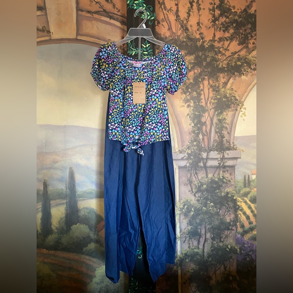 Girls floral wide leg pants outfit set - Picture 2 of 5